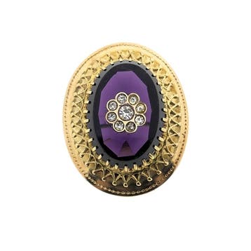Gouden broche met amethist en zirconia, Gebruikt, Ophalen of Verzenden, Met edelsteen, Goud