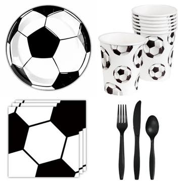 Voetbal party set zwart/wit 70-delig, Verzenden, Nieuw, Overige typen