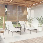 vidaXL Ligbedden 2 st met tafel poly rattan zwart, Verzenden, Nieuw