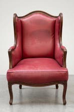 Fauteuil - Walnoot, Leder