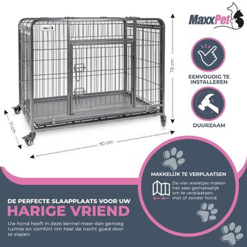 MaxxPet Hondenbench met Plaid - Verrijdbaar - 110x71x78cm, Verzenden, Nieuw