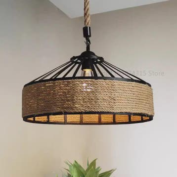 Industriële Touw Hanglamp - Retro Sfeer voor Eetkamer & Woon, Verzenden, Nieuw