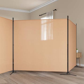 vidaXL 4-panelen roomdivider Beige 525 x 180 cm Stof, Verzenden, Nieuw