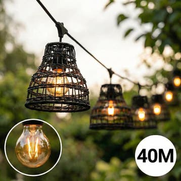 Complete Prikkabel / lichtsnoer met 40x lampenkappen, Nieuw, Ophalen of Verzenden, Netvoeding, Hanglamp