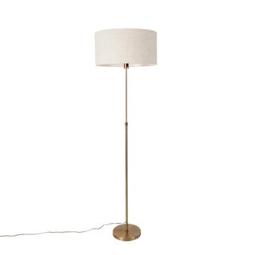 Vloerlamp verstelbaar brons met kap lichtgrijs 50 cm - Parte, Verzenden, Nieuw, Design