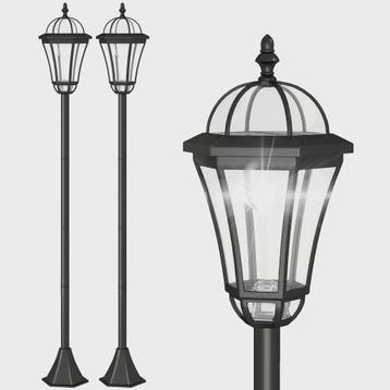 Set van 2 Zonne-energie Tuinlampen Staand Zwart - IP44 - 129, Verzenden, Nieuw
