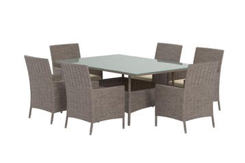 tuinset-rens-5-delig-4-personen-bruin-wicker-glas-the-outsid, Tuin en Terras, Verzenden, Nieuw