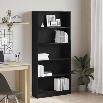 vidaXL Boekenkast 80x24x176 cm spaanplaat zwart eikenkleurig, Verzenden, Nieuw, Overige houtsoorten
