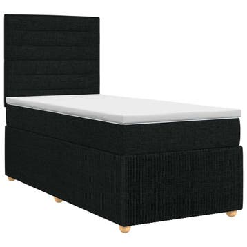 vidaXL Boxspringbed met matras met hoofdeinde Zwart 80 x 200, Verzenden, Nieuw, Zwart