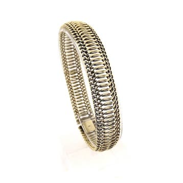 Gouden brede schakelarmband, Sieraden, Tassen en Uiterlijk, Armbanden, Ophalen of Verzenden, Gebruikt, Goud, Goud