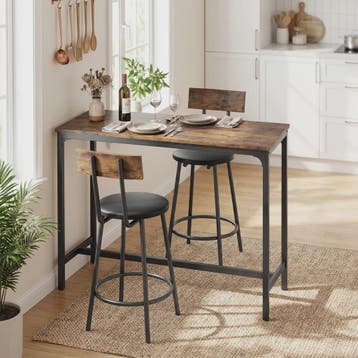 Homcom Bartafel Set met 2 Krukken - Hoog Keukentafelmeubel m, Verzenden, Nieuw