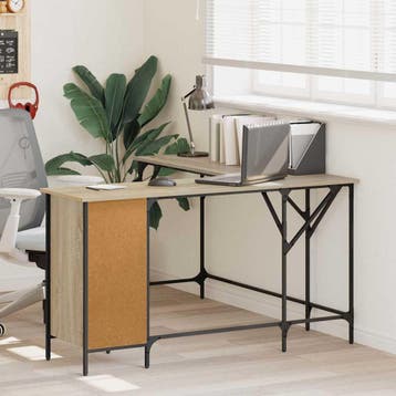 vidaXL Bureau 141x141x75 cm bewerkt hout sonoma eikenkleurig, Verzenden, Nieuw