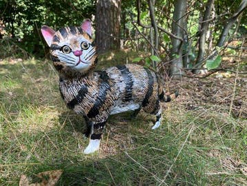 Sculptuuur voor buiten, Cat - Iron Art - Handpainted - 30 cm