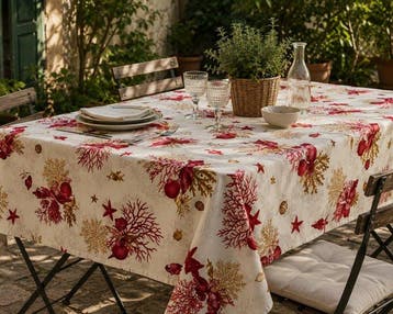 Elegante tafelkleed voor grote tafels. Rode koraal -