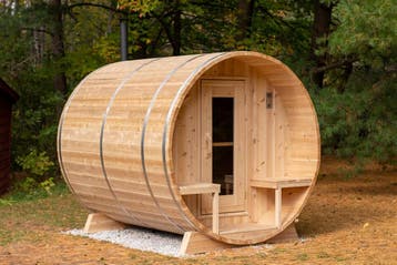 Dundalk White Cedar barrel sauna Ø200 x 300 cm met veranda, Ophalen of Verzenden, Nieuw