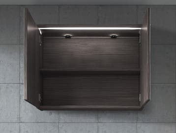 Badkamerkast Paso 80 x 20 x 60 cm Grijs Eiken Spiegelkast, Verzenden, Nieuw, Spiegelkast