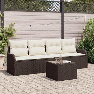 vidaXL Tuin Sofa Set Bruin poly rattan, Verzenden, Nieuw, Rotan, 5 zitplaatsen