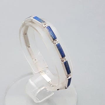 Zilver, Art Deco Lapis Lazuli - Armband, Antiek en Kunst