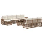 vidaXL Tuinbankenset 11 pcs Beige en Crème Wit poly rattan, Tuin en Terras, Tuinsets en Loungesets, Verzenden, Nieuw, Meer dan 8 zitplaatsen