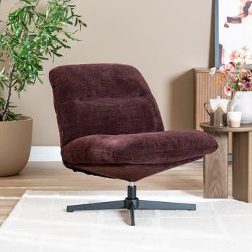 50% Korting: Fauteuil Sara draaibaar velvet paars, Ophalen, Zo goed als nieuw