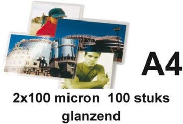 GBC A4 lamineerhoezen glanzend 2x100 micron 100 stuks, Verzenden, Nieuw in verpakking