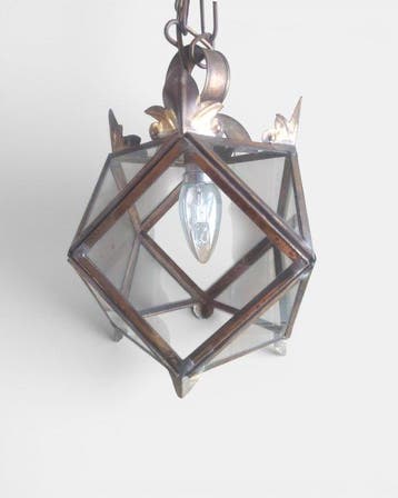 Lamp - geometrische vormen - Koper - Koperen lamp met glazen