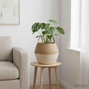 vidaXL Plantenpot met handvatten Wit Ø 32 x 32 cm 100%, Verzenden, Nieuw, 30 tot 60 cm