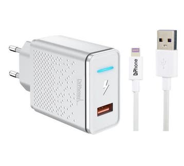 DrPhone 12W Oplader met 3m 8 Pin Kabel voor iPhone & iPad -, Verzenden, Nieuw