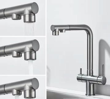 Gouden Keukenkraan met Filter, Uittrekbare Uitloop 2in1, Verzenden, Nieuw