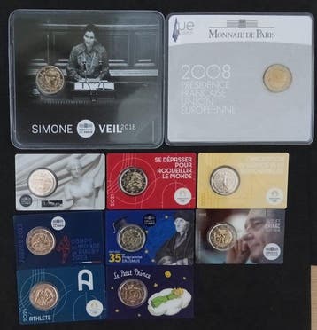 Frankrijk. 2 Euro 2008/2026 (10 coincards) (Zonder