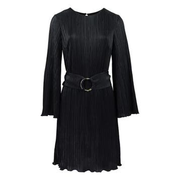 Ana Alcazar • zwarte plissé jurk • 42, Kleding | Dames, Verzenden, Zwart, Maat 42/44 (L), Nieuw