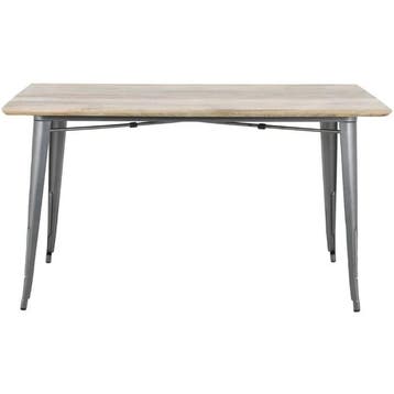 Tafel | BISTRO | Hout/Staal | Mangohout Blad | Donkergrijs, Verzenden, Nieuw in verpakking