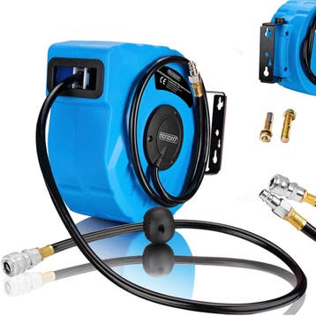 Haspel Persluchtslang Blauw 10m Oprolbaar (Gereedschap), Verzenden, Nieuw