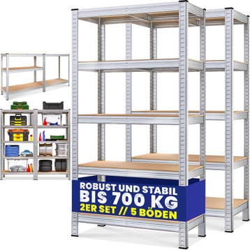 Stellingkast met 5 Planken Set van 2 175x75x30cm 350kg, Verzenden, Nieuw