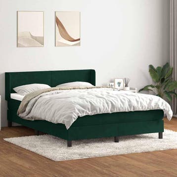 vidaXL Boxspring met matras fluweel donkergroen 160x220 cm, Verzenden, Nieuw, Groen, Stof