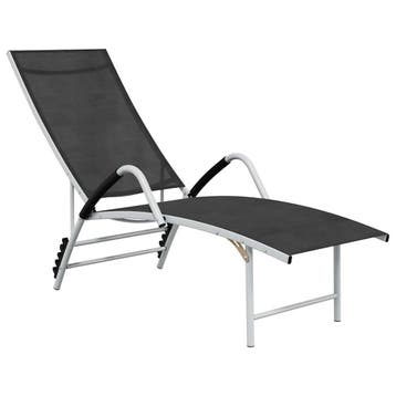 vidaXL Ligbed textileen en aluminium zwart, Verzenden, Nieuw
