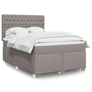 vidaXL Boxspring met matras stof taupe 160x200 cm, Verzenden, 200 cm, Stof, 160 cm