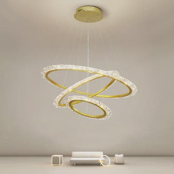 Luxe Gouden LED Ring Hanglamp met Kristaldecoratie - Modern, Verzenden, Nieuw