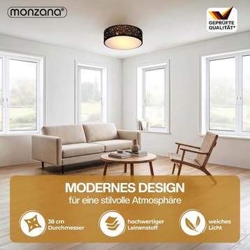 Plafondlamp Zwart Stof ø38cm (Lampen, Interieur), Verzenden, Nieuw