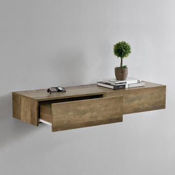 Wandplank met lade set van 2 zwevend 46x30x15 houtkleurig, Verzenden, Nieuw