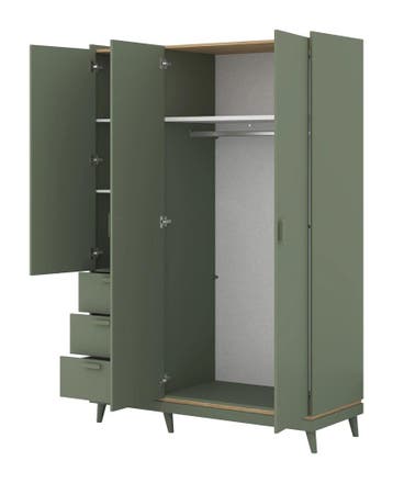 Kledingkast Skagen - Groen - 3-Deurs met Lades, Verzenden, Nieuw