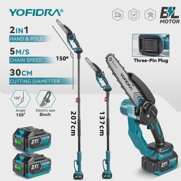 YOFIDRA Telescopische Snoeizaag 8-Inch Brushless Motor - 2-i, Verzenden, Nieuw