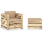 vidaXL 2-delige Loungeset met kussens groen geïmpregneerd, 2 zitplaatsen, Verzenden, Nieuw, Loungeset