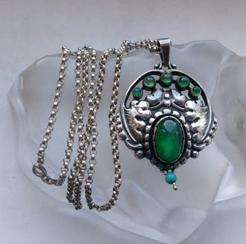 Zilver, chrysoprase - Ketting met hanger - Rasmus Björn