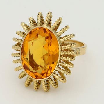Ring - 18 karaat Geel goud - Citrien, Sieraden, Tassen en Uiterlijk, Ringen, Nieuw