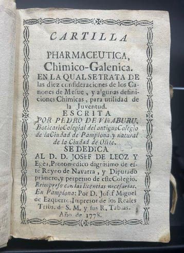 Pedro de Viñaburu - Cartilla Pharmaceutica, Chimico-Galenica