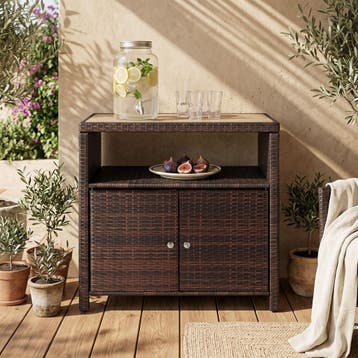Wicker tuinkast Monscia, WPC-lamellen in houtlook - bruin, Tuin en Terras, Verzenden, Nieuw