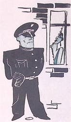 Politie agent en glurende vrouw (lijst optie, Lithos), Verzenden