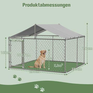 Robuuste Stalen Hondenren met Dak - 230x230x117cm Outdoor Ke, Verzenden, Nieuw