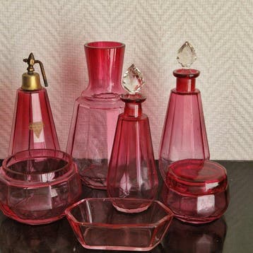 Toiletset (7) - bohemian - Glas - Art Deco Boheems glas V